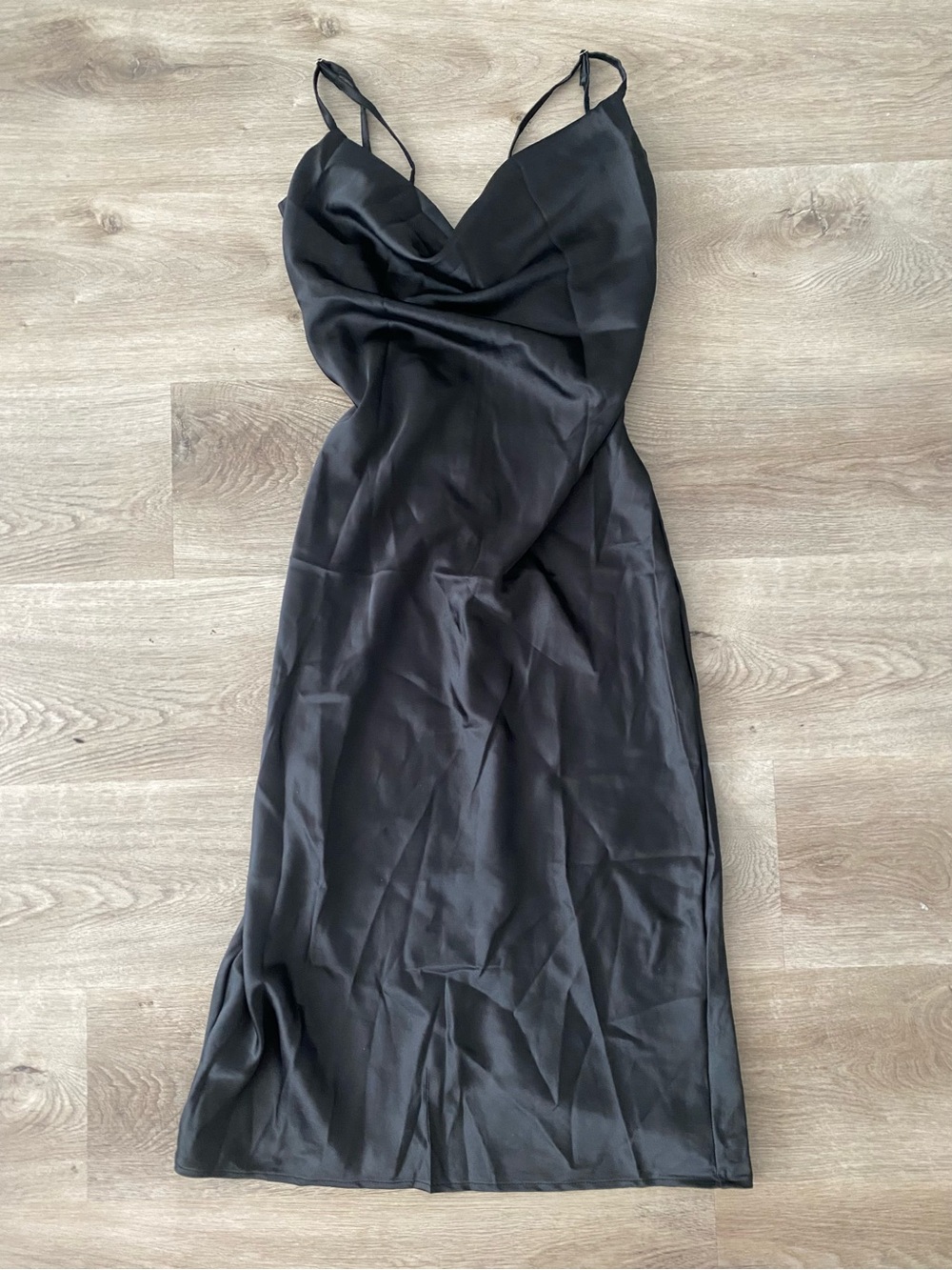 Black Satin Slip Dress